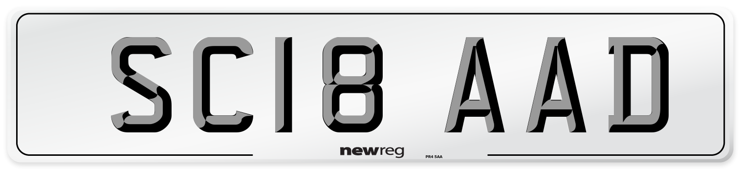 SC18 AAD Number Plate from New Reg